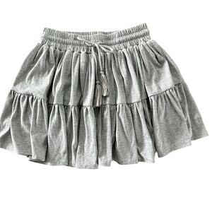 Anthropologie Mable Tiered Ruffled Gray Jersey Mini Skirt with Shorts - Sz M